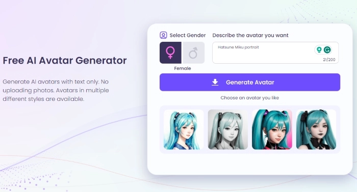 Vidnoz Free Avatar Generator 온라인 텍스트 무료 AI 초상화 생성