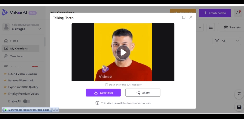 Vidnoz Free Talking Photo Tool Online