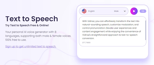 Vidnoz Text to Speech Auto Tune Voice Changers for Online Users