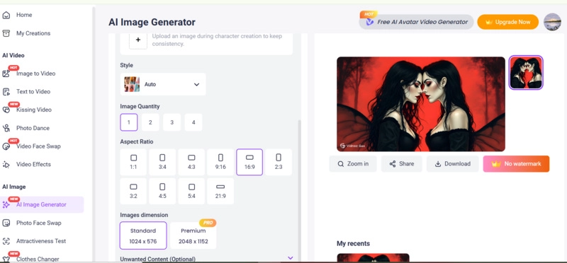 Vidnoz Lesbian AI Art Generator Online