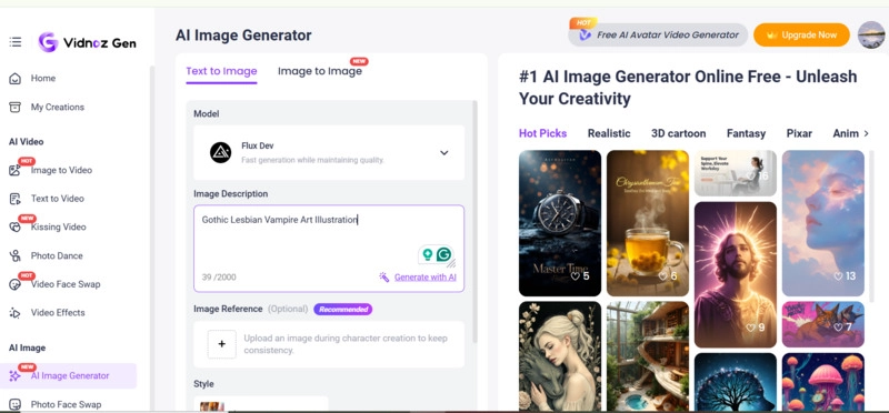 Vidnoz Lesbian AI Art Generator