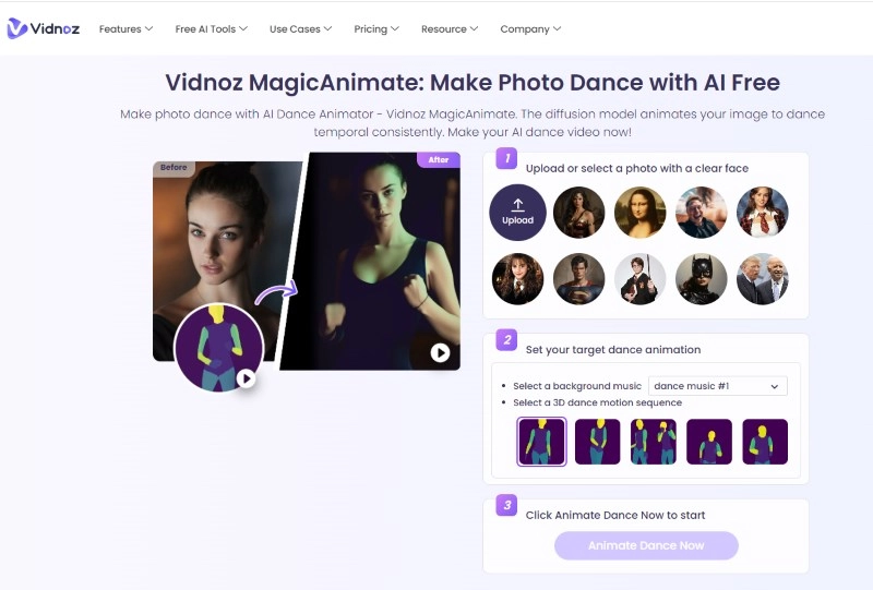 Vidnoz Magic Animate - Best Dance Move Generator Online Free