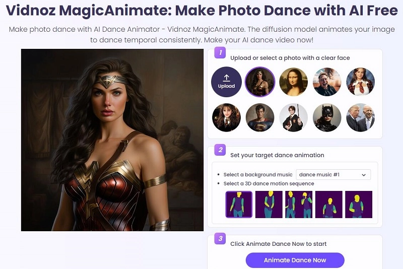 Vidnoz MagicAnimate for Photo Dancing with AI
