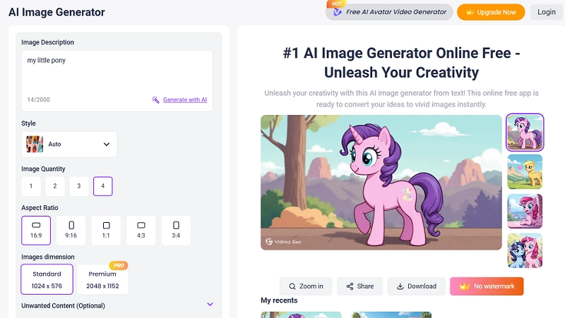 Vidnoz MLP AI Art Generator