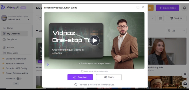 Vidnoz Multilingual AI Free Online Tool