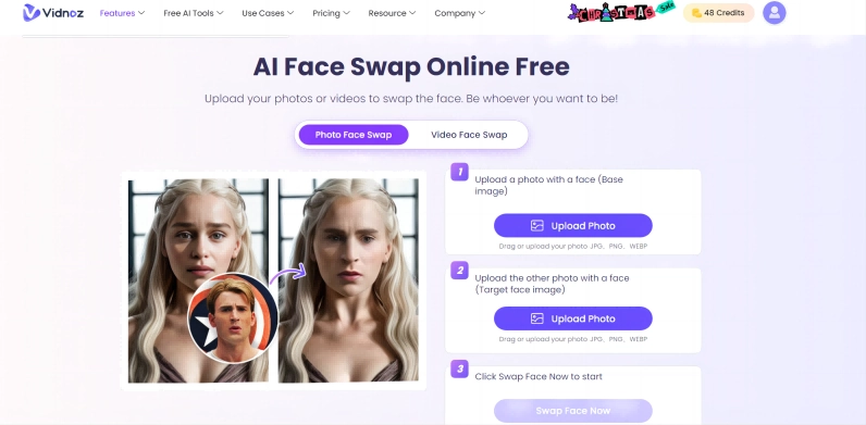 Vidnoz Online Face Swap