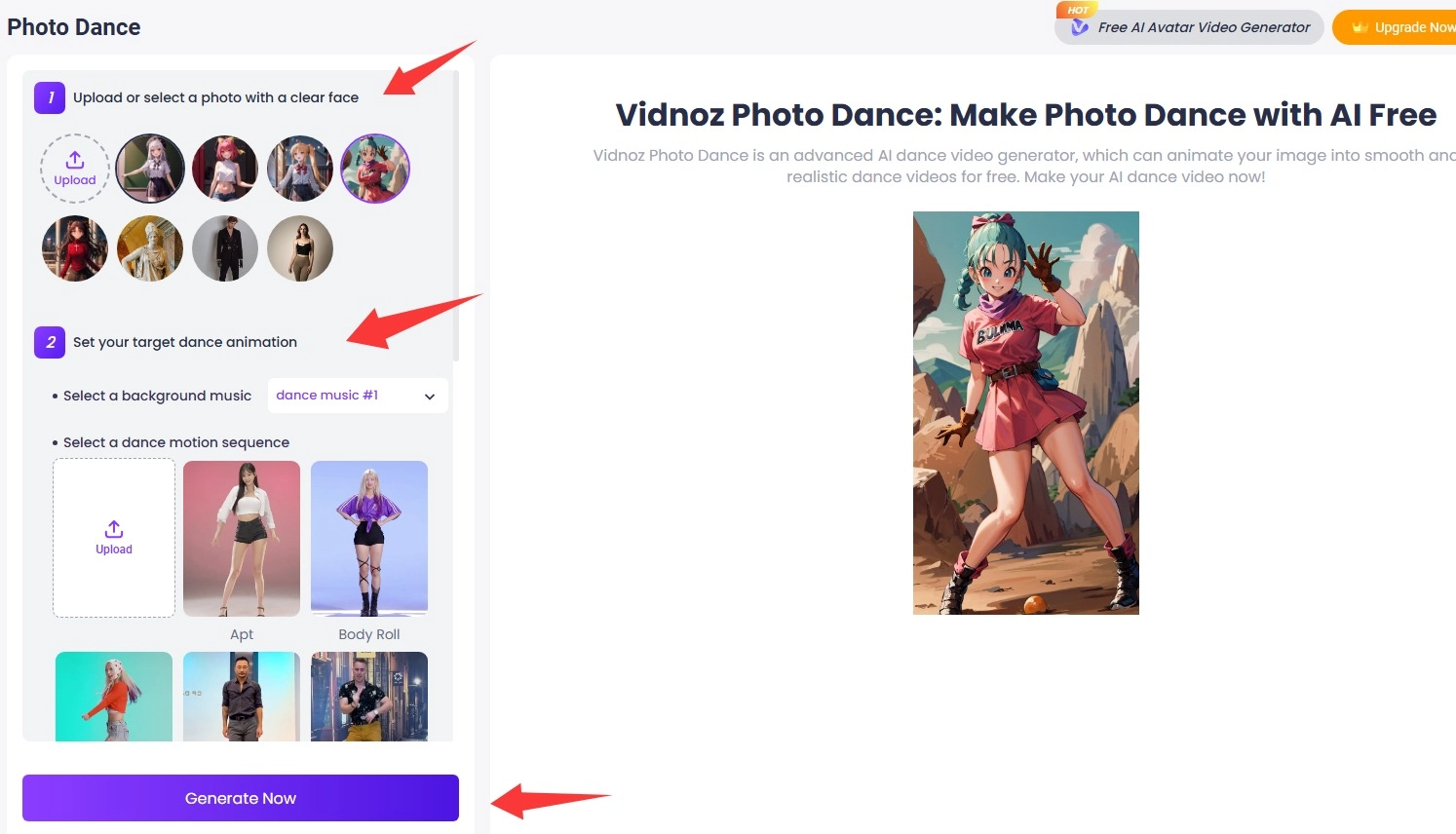 Vidnoz Photo Dance Generate Dance GIF