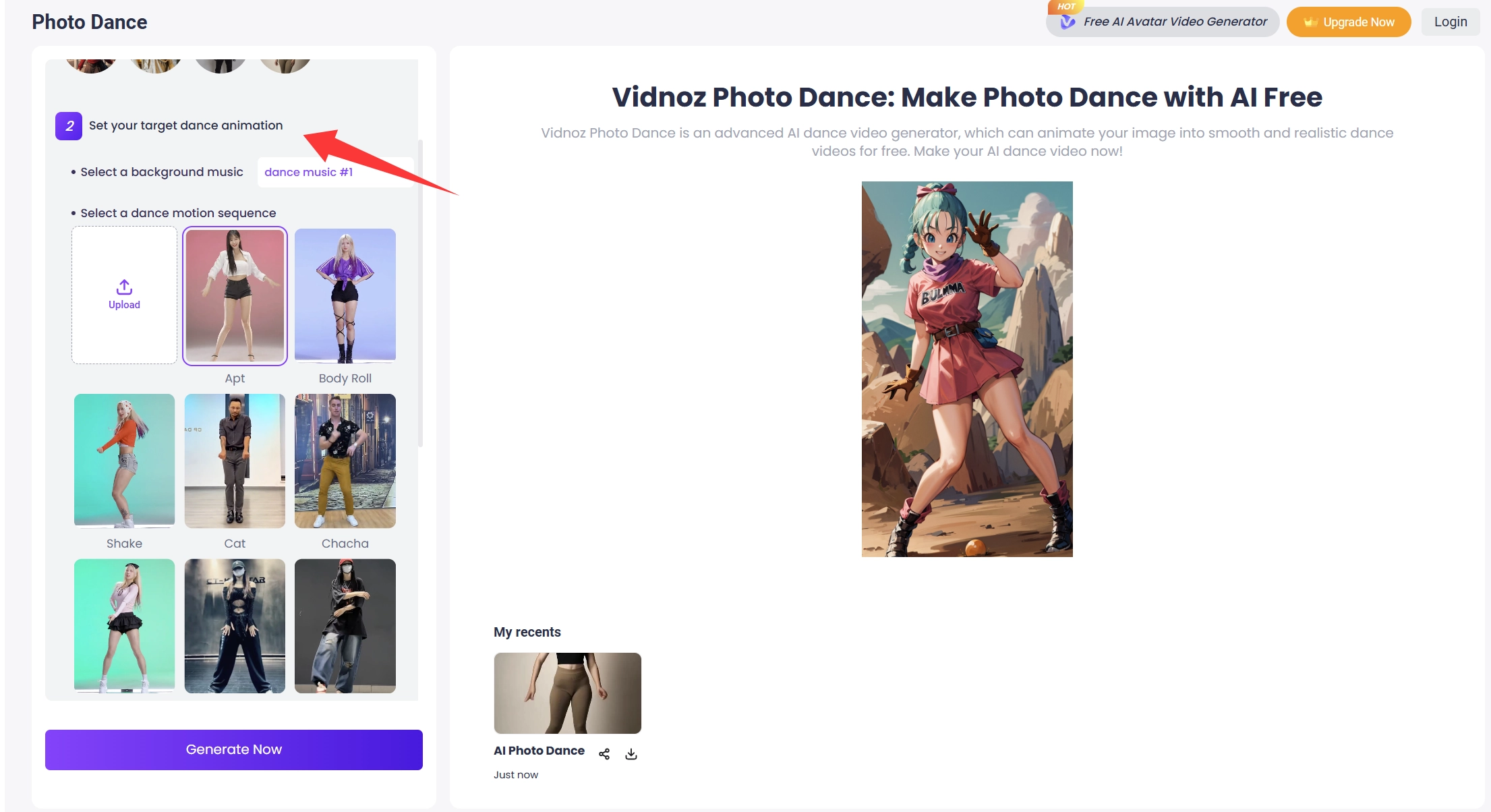 Vidnoz Photo Dance to Make AI Animation Photo - Step 3