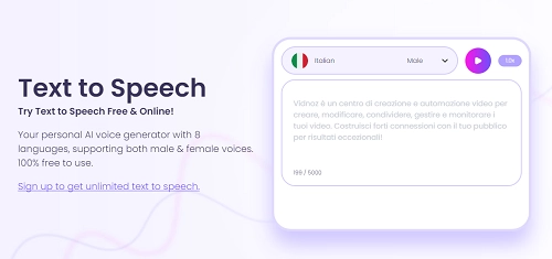 Vidnoz Text to Speech - Make Italian Text to Speech Online