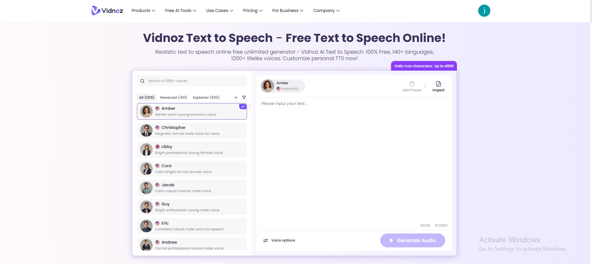 Vidnoz Text To Speech Add The Text