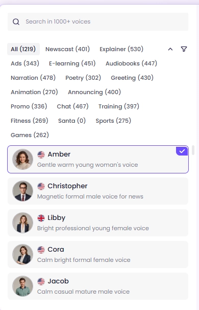 Vidnoz Text To Speech Select The Voice