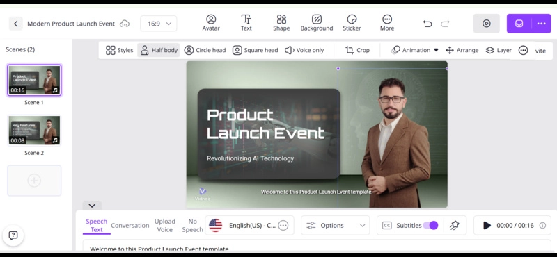 Vidnoz Video Avatar Editor Online Free