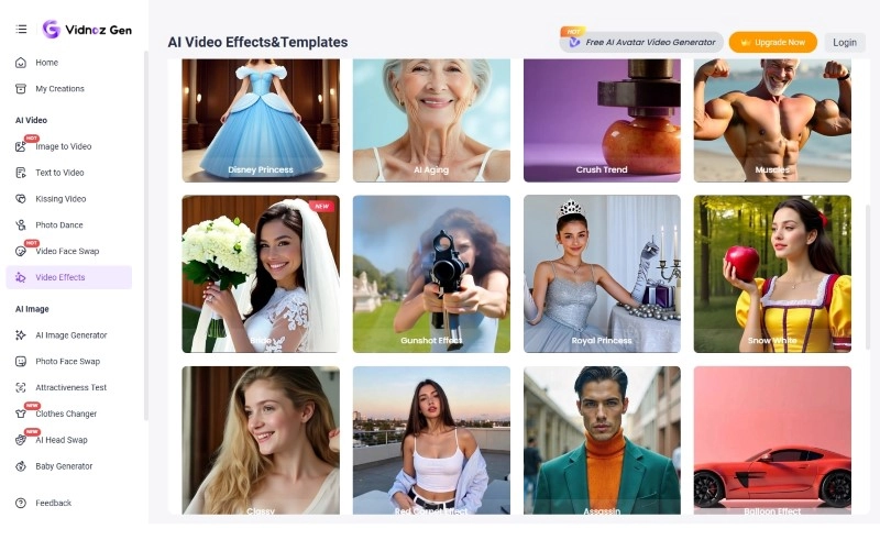 Vidnoz Video Effects Templates