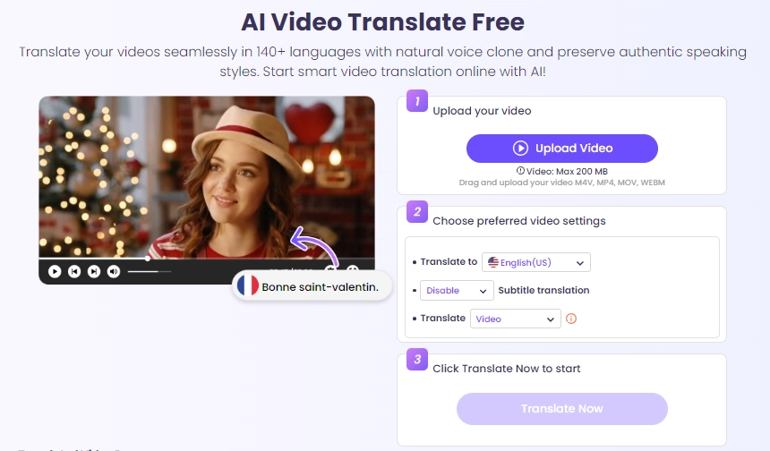 free video translator by Vidnoz AI