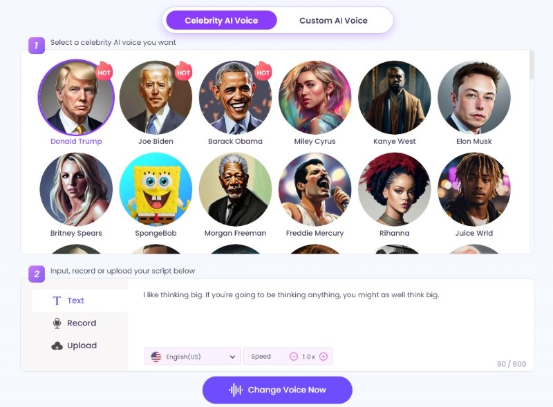 Vidnoz Voice Changer Convert Text to Audio