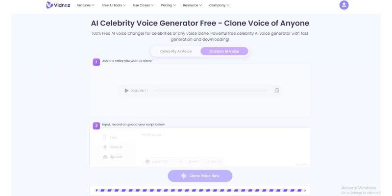 Vidnoz Voice Changer Voice Clone Now