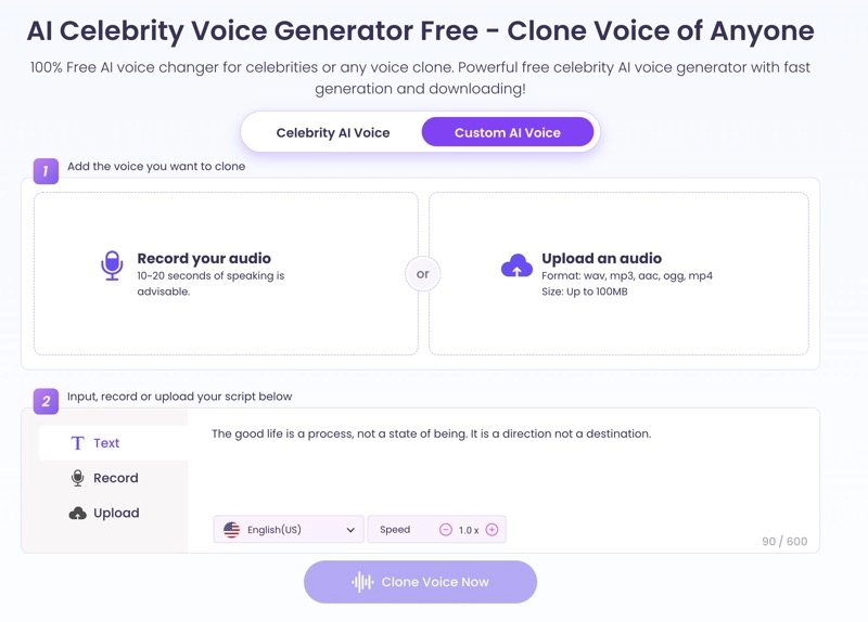 Vidnoz YouTuber AI Voice Clone