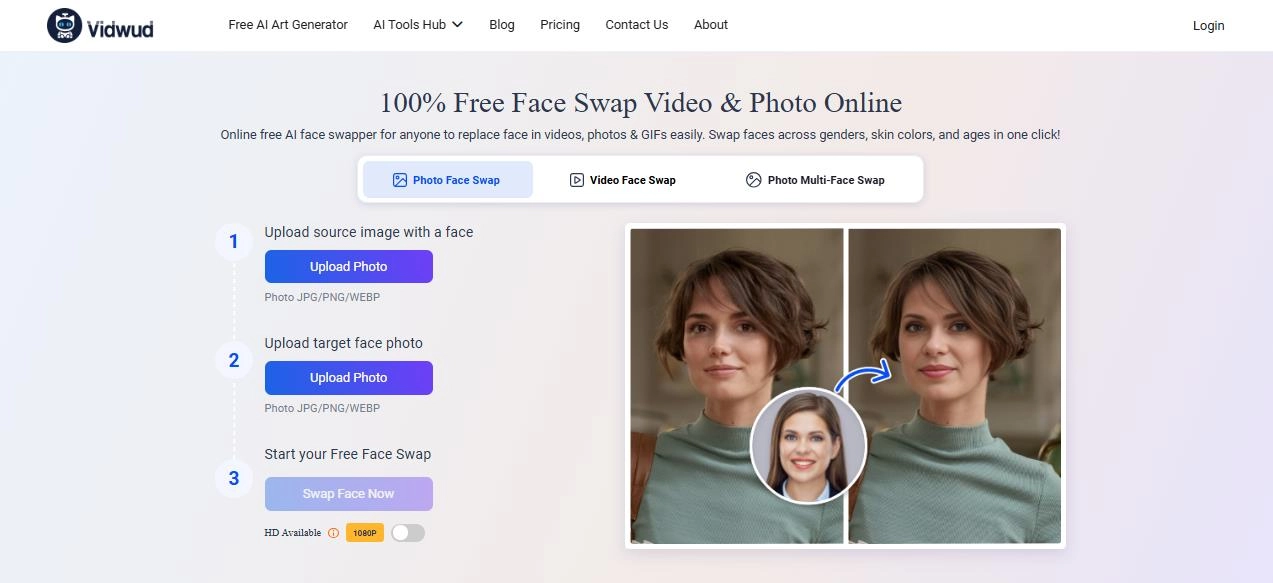 Vidwud AI Face Swap for AI Pet to Human