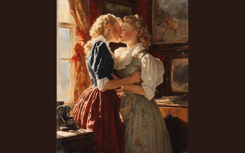 Vintage Lesbian Art Illustration
