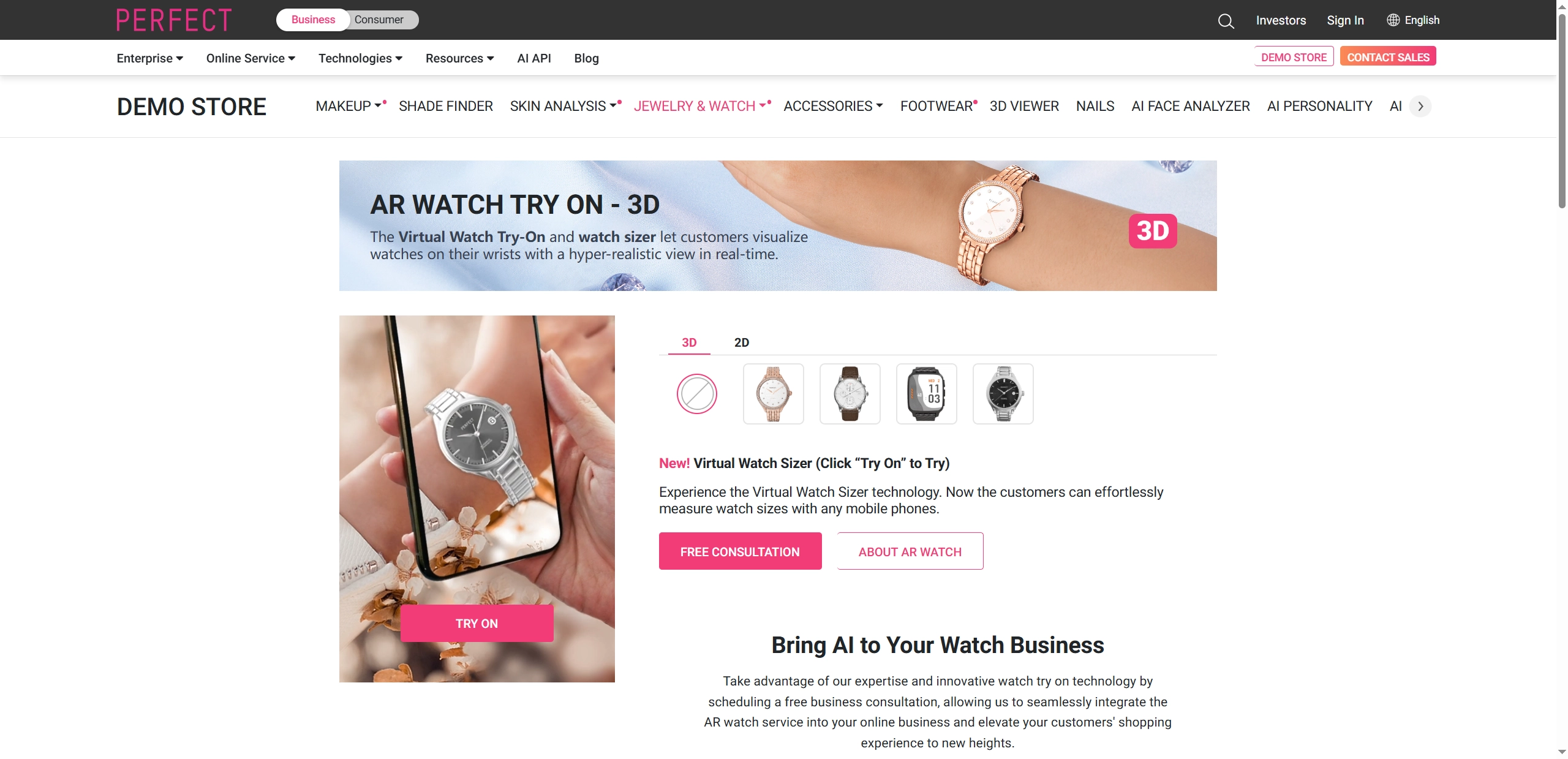 Virtual Watch Try on Perfectcorp