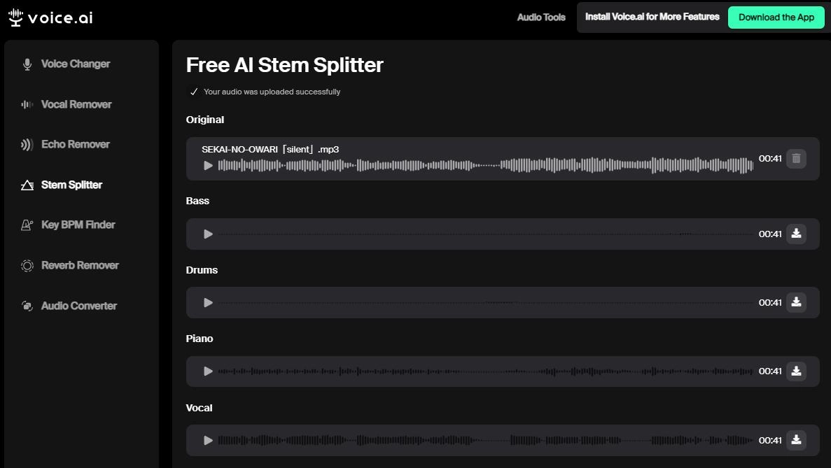 Voice AI Online AI Stem Splitter