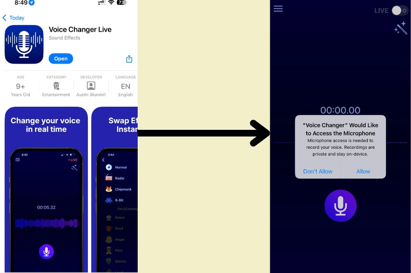 Voice Changer with Effects AI iOS App