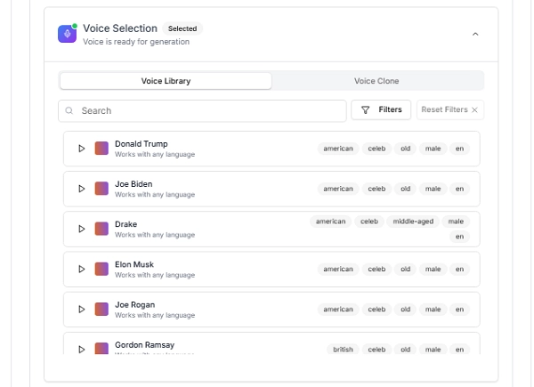 Voice Selection for Brainrot Generation