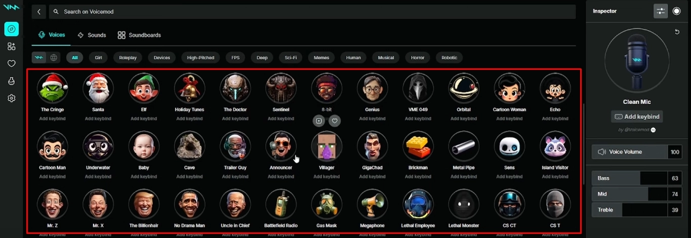 Voicemod Voice Options