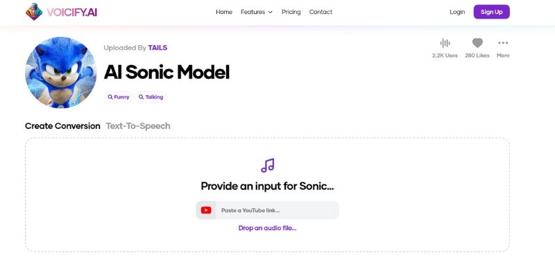 Voicify AI Recreate AI Sonic Model Video in One Click