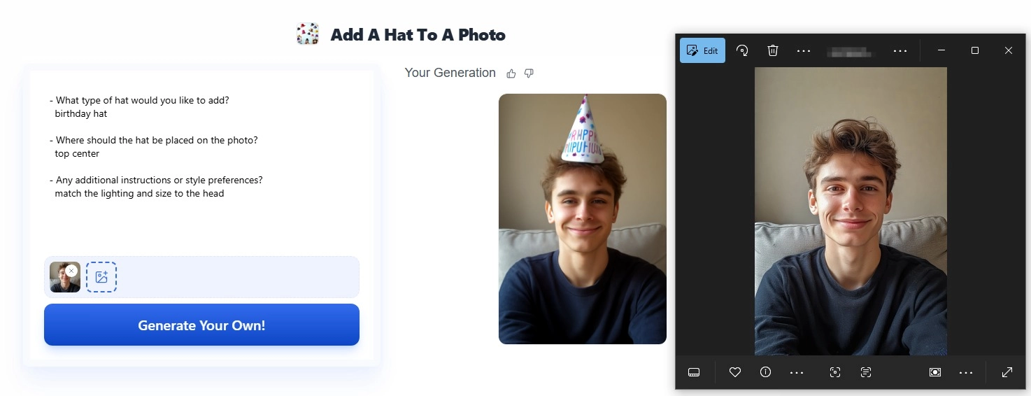 Vondy Add Birthday Hat to Photo