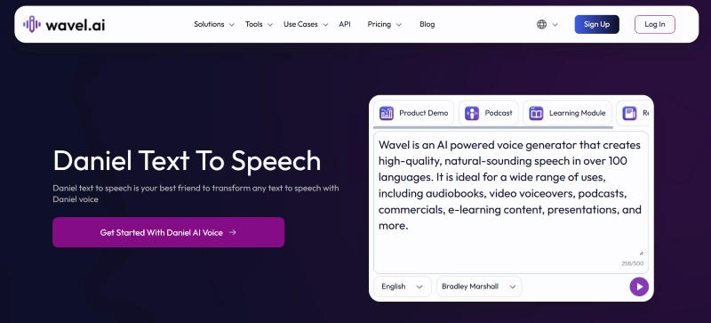 Wavel AI Text to Speech Daniel