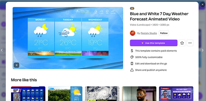 Weather Forecast Generator Canva Templates