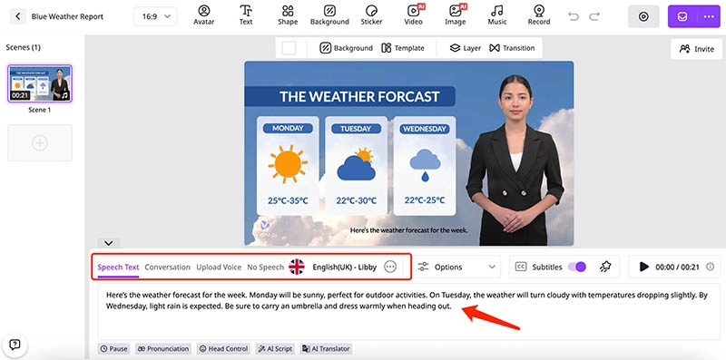 Weather Forecast Generator Vidnoz Input Text