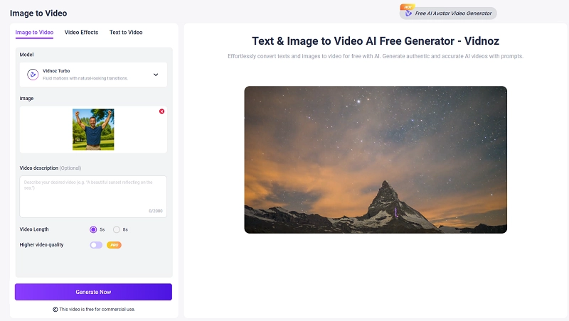 What Happens Next Generate Video with Vidnoz