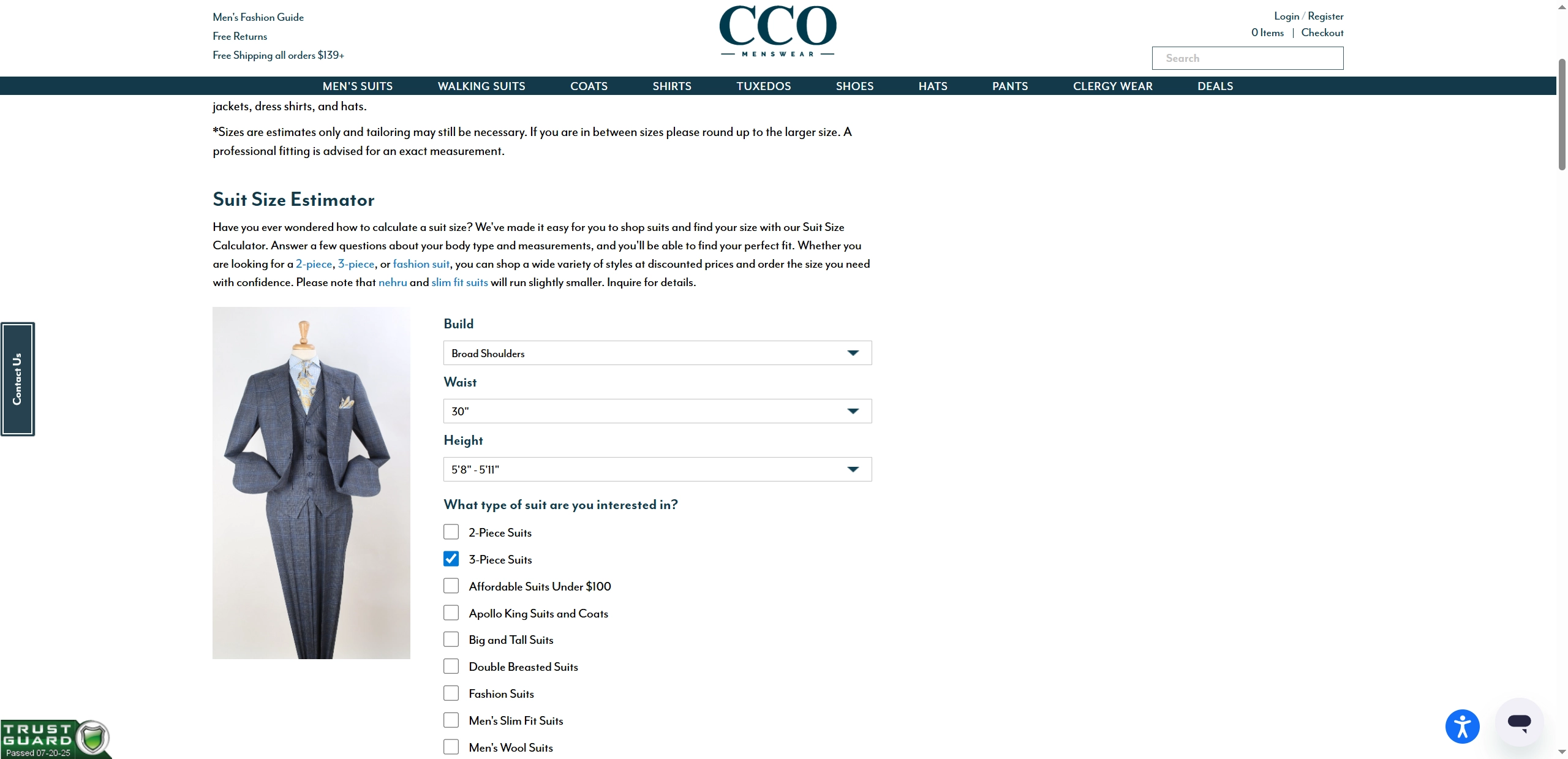 What Is My Suit Size Calculator Cco Menswear
