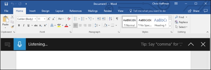 windows 10 Word Dictation