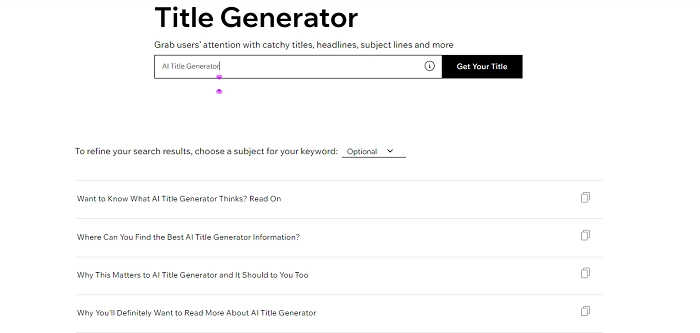 Wix Title Generator