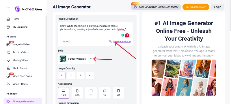Write Prompt and Select the Style