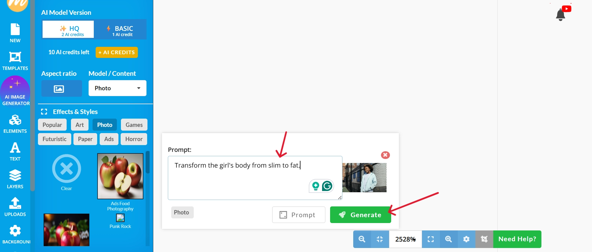 Write the Prompt and Click on Generate