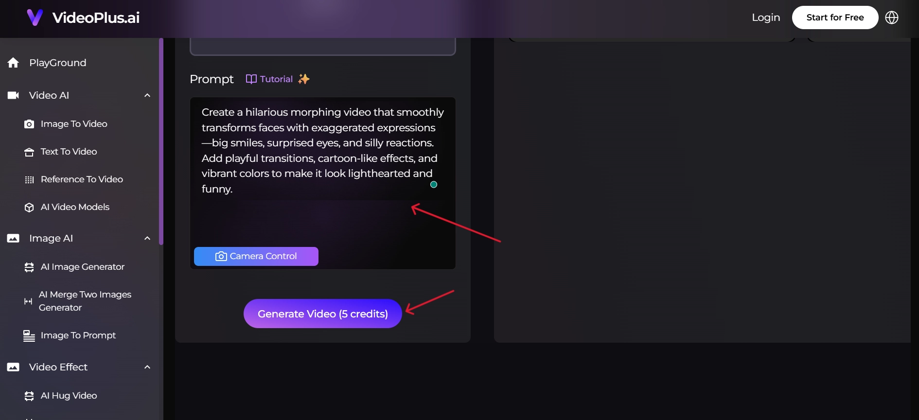 Write the Prompt and Click on the Generate Video Button