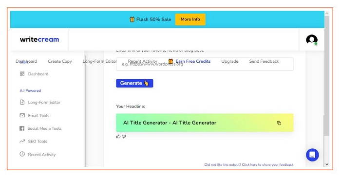 Writecream AI Title Generator