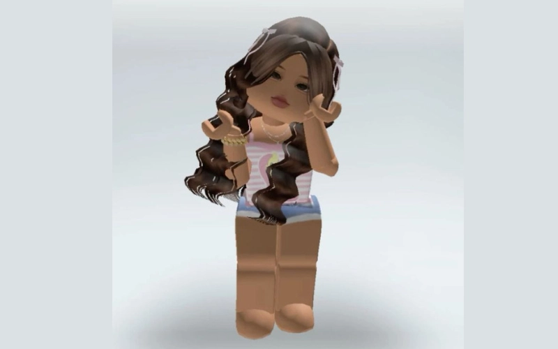 Y2K Roblox Avatar with Curly Hair