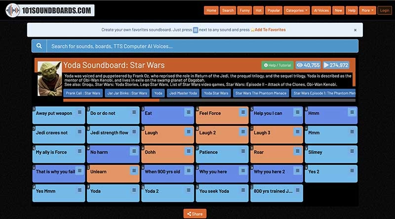 Yoda Voice Generator 101soundboards