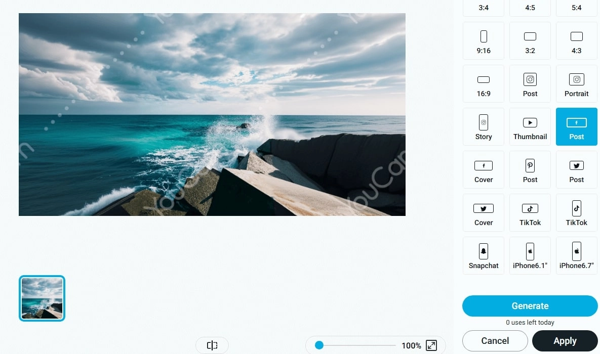 YouCam AI Image stretcher Result