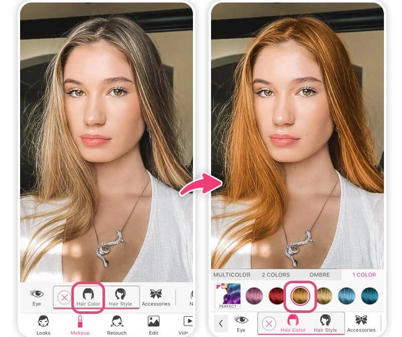 YouCam Makeup AI Hair Color Changer