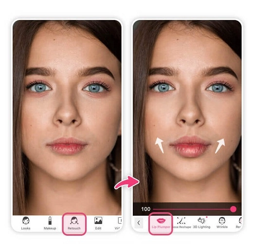 YouCam Makeup Selfie Editor Virtual Makeup for Bigger Lips
