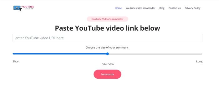 YouTube Summarizer Interface