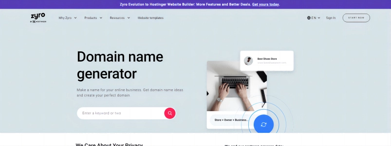 Zyro AI Business Domain Name Generator
